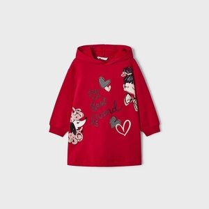Mayoral Vibrant Red Graphic Hoodie Dress